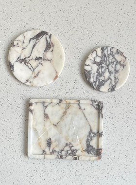 DoDo天然宝格丽大理石香薰首饰收纳托盘轻奢风样板间高档装饰摆件