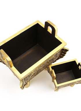 铜鼎摆件双龙盛鼎擦黑铜鼎方鼎开业礼品工艺品定制