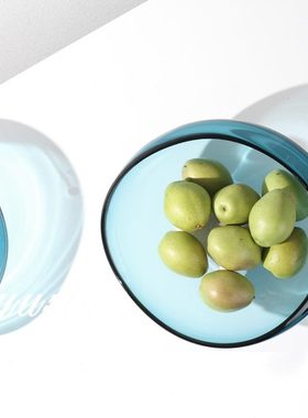 甄选轻奢级感简约现玻璃水果盘果盆客厅茶几餐桌托盘收纳盘家居饰