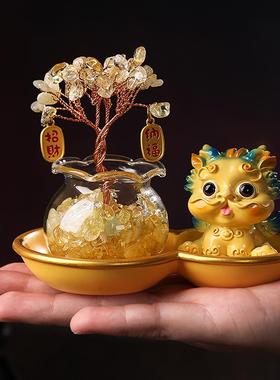 水晶发财树招财貔貅葫芦底座小摆件家居办公桌面文创摆饰汽车摆件