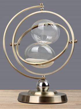 创意地球仪沙漏家用办公室个性摆件工艺品金属沙漏计时器室内摆件