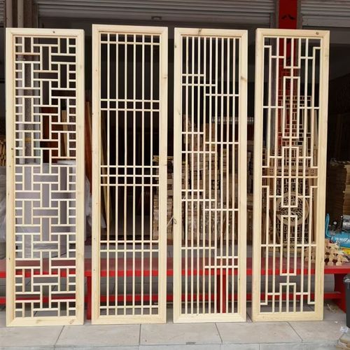 仿古门窗花格中式实木门中式电视背景墙玄关隔R断屏风背景墙定制 - 图2