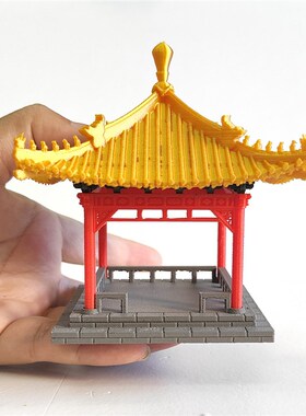 钰书房新品微景观造景摆件国风中式古建筑模型彩色四角凉亭观澜亭