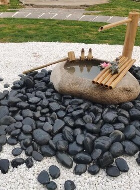浙江黑色鹅卵石庭院花园造景铺路铺地大小石头天然雨花石原石黑石