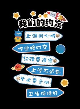 高中小学生班级公约墙贴纸画自y习室培训机构文化墙面装饰教室布
