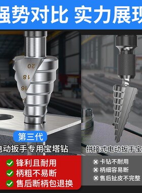 含钴宝塔钻头六角柄不锈钢锥形打孔电动扳手专用塔型阶梯扩孔钻