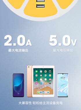 多孔位插座面板智能带线插排带多口USB充电接口学生宿舍创意果盘