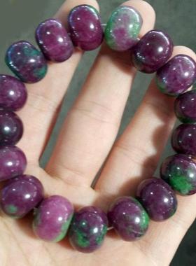 天然水晶红绿宝手链红宝石单圈手串男女款首饰品玉石手排礼品