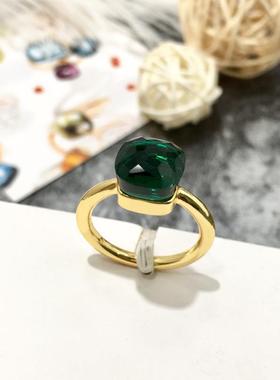 欧美轻奢小众叠戴宝曼同款戒指女重工糖果色多切面天然水晶食指戒