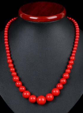 红色朱砂塔链平颈链本命年毛衣链项链女款平安链送妈妈礼物