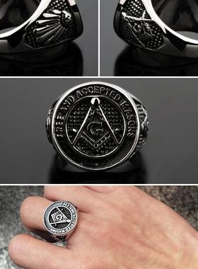 覆古十字花戒指男潮牌高级感嘻哈饰品男士戒指男生机车朋克钛钢