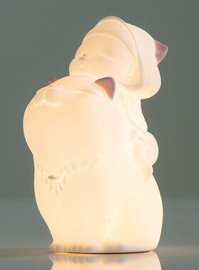 贾晓鸥可米生活白p夜童话猫将军好梦灯小夜灯发光摆件