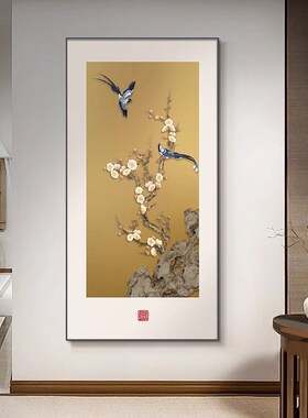 喜气盈门玄关装饰画新中式入户正对门挂I画红色寓意好走廊过道壁