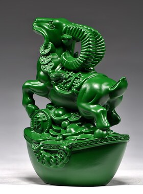 实木雕刻羊摆件绿色生肖羊红木家居F客厅办公装饰工艺品开业送礼