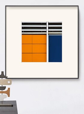 蒙德里安客厅装饰画红蓝黄色块高级感挂画M现代个性样板房餐厅壁