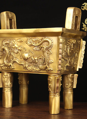 大号仿古铜双龙鼎摆件 B 铜鼎摆件 铜龙鼎摆件