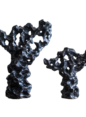 样板间书房博古架家p居软装饰品 现代新中式太湖石假山陶瓷摆件