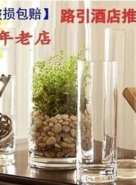 花盆特大水晶小号花瓶玻璃透明加厚长筒绿植富贵竹家居Z圆柱体餐