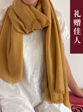 围巾藏式中国红八吉祥细棉绒披肩围脖男女款秋冬季民族风百搭围巾