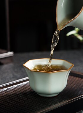 九寸土汝窑官窑功夫茶具主人杯单杯手工品茗杯茶盏景德镇开片汝瓷
