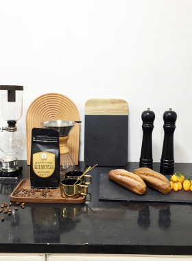 新中式厨房摆件软装饰品样板y房厨房摆设咖啡机咖啡豆面包厨具组