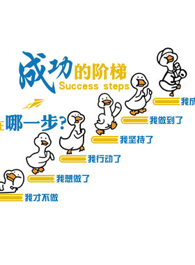 企业文化办公司室墙面装饰v画背景氛围布置励志贴纸会议成功的阶