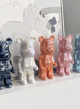 35cm网红陶瓷暴力熊摆件客厅轻奢高档电视酒柜装饰品公仔家居摆设