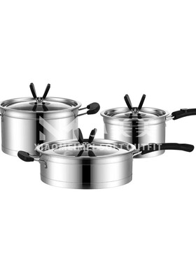 不锈钢锅具组合平底锅汤锅样板房间厨房饰品M摆件组合套装橱柜装