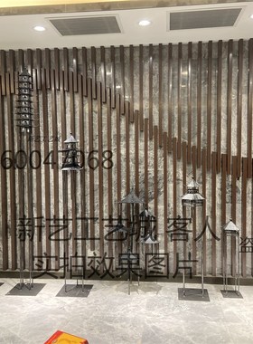 酒店铁艺凉亭水景雕塑摆件酒店落地会所大堂餐厅中式亭子装饰包邮