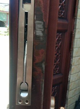中控插销防盗门配件子母别墅双开防火门隐形暗天地钩不锈钢单双孔