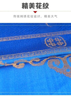 哈达蒙文高品质加厚手工刺绣蓝色蒙族藏族装饰用品190*23厘米婚礼