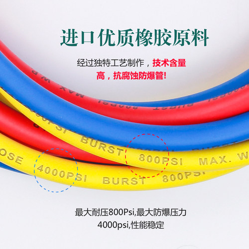 恒森空调加氟管变频R410a r134R22冷媒汽车加液管胶垫套装压力表 - 图0