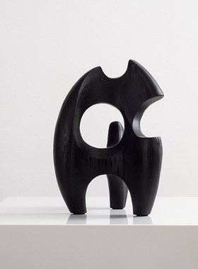 简约现代黑色抽象雕塑摆件u客厅玄关柜案几桌面陈设售楼处柜子饰