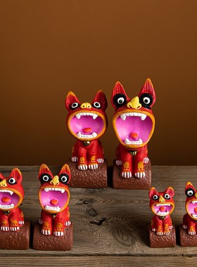 云南瓦猫瓦当猫灵兽桌面车载装饰摆件招财镇宅云南旅游伴手礼物