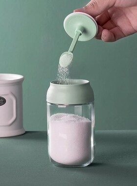 调料罐家用厨房勺盖一体盐味精调味料瓶盐罐调味罐收纳盒套装玻璃