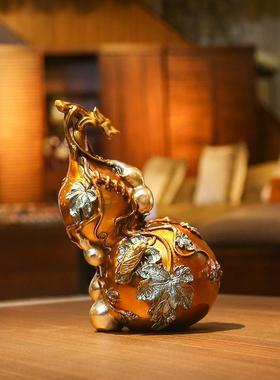 黄铜铜葫芦摆件 办公室家居桌面工艺品开业礼品多子多福葫芦