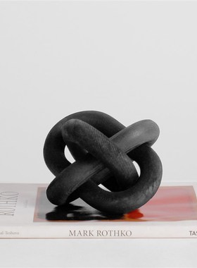 梵其侘寂风碳化木几何p摆件套环装饰摆设客厅玄关展厅酒店软装饰