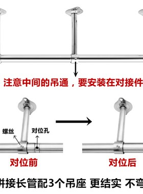 定制阳台固定式晾衣杆32管加厚粗不锈钢挂衣杆墙吊顶装凉衣架单杆