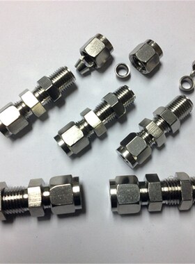 304不锈钢卡套穿板中间接头 3 4 6 8 10 12 14 16mm 隔板卡套接头