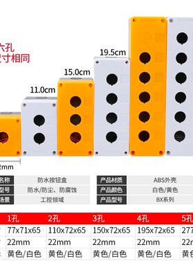 按钮开关控制盒123456孔BX1/2/3/4防尘防水指示灯急停按钮盒22mm