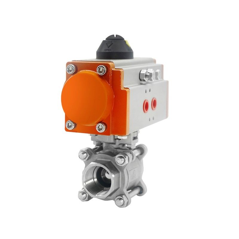 Q611F-16P不锈钢气动三片式丝扣螺纹球阀 阀门DN8 15 20 25 32 40,淘宝优惠券,粉丝福利购,淘宝优惠卷