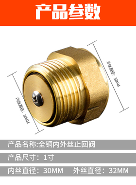 止回阀1寸内外丝水泵专用单向阀加厚家用止逆阀防倒流弹簧止水阀