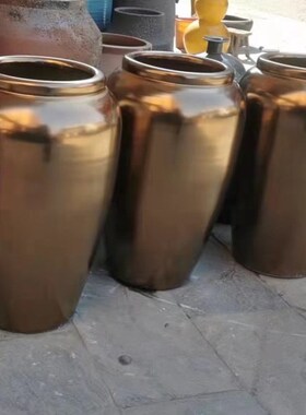陶瓷落地大号金属色酒店别墅样板间售楼部轻奢插花瓶摆件陶罐