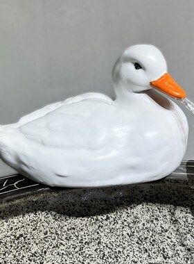 古法养鱼鱼缸水缸陶瓷鸭子景观流水罐流水摆件循环水X过滤材料容