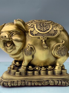 纯铜富足猪百财猪摆件生肖猪吉祥金猪H客厅办公室装饰乔迁开业礼