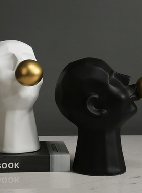 简约吹泡泡抽象人物树脂雕塑A摆件创意客厅玄关室内样板间摆设