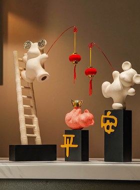 升新中式梯子摆件电视柜酒柜摆设乔迁之P喜搬家布置新房装饰