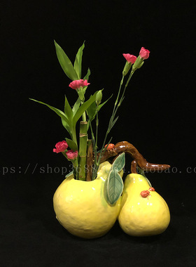 石湾公仔仙桃柚子陶瓷摆件 客厅卧M室玄关电视柜乔迁贺寿