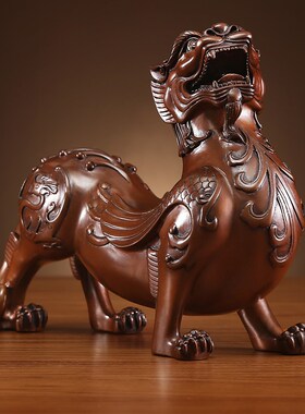 紫铜貔貅摆件一对新中式家居办公室装饰品公司开业乔迁礼品