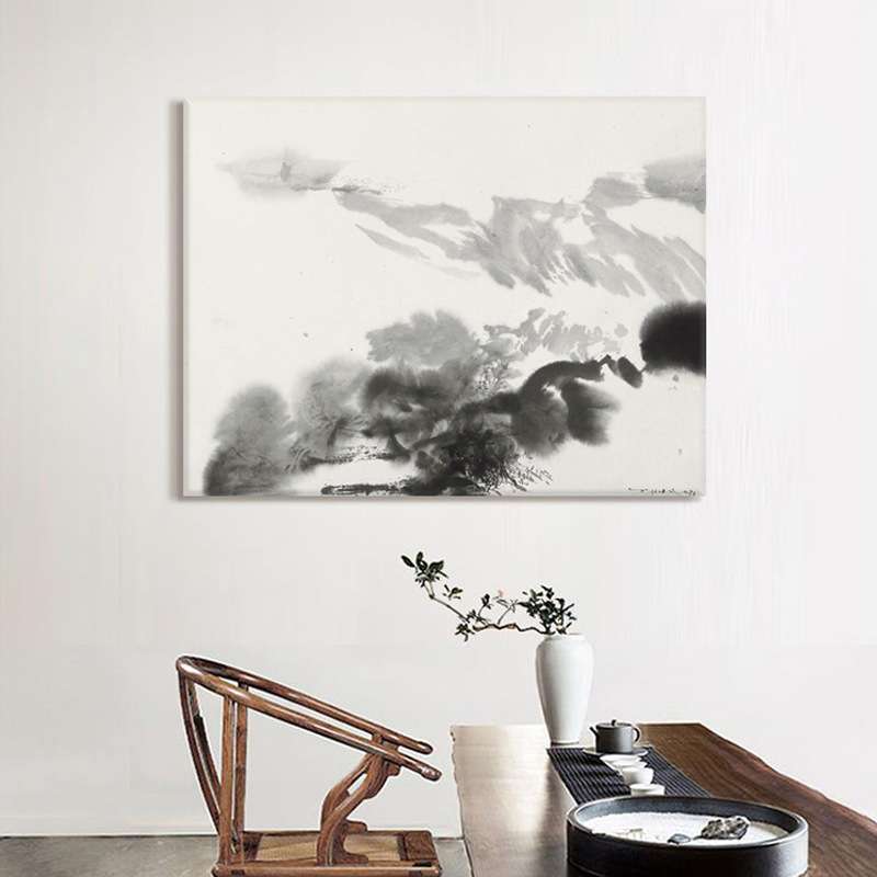 赵无极黑白水墨画抽象艺术画新中式装饰画高端书房茶室挂画 - 图1